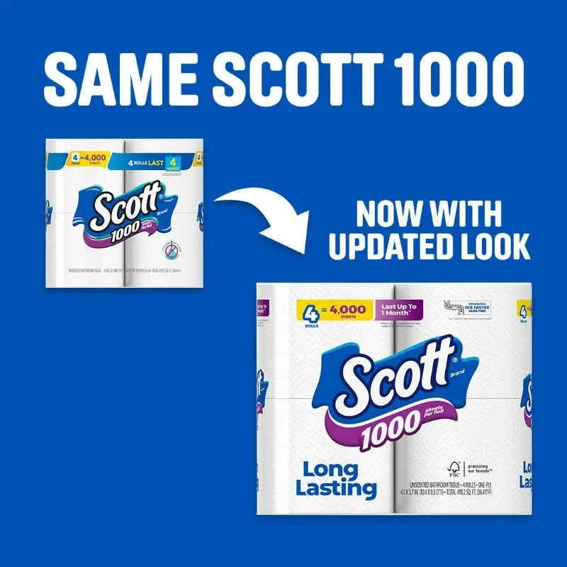 Scott 1000 Toilet Paper, 36 Rolls, 1,000 Sheets per Roll