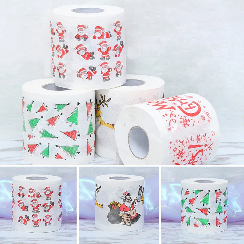 Toilet Paper Christmas Pattern Series Roll Paper Santa Claus Reindeer Hygienic Paper Creative Toilet Papers Rolls Funny Napkins