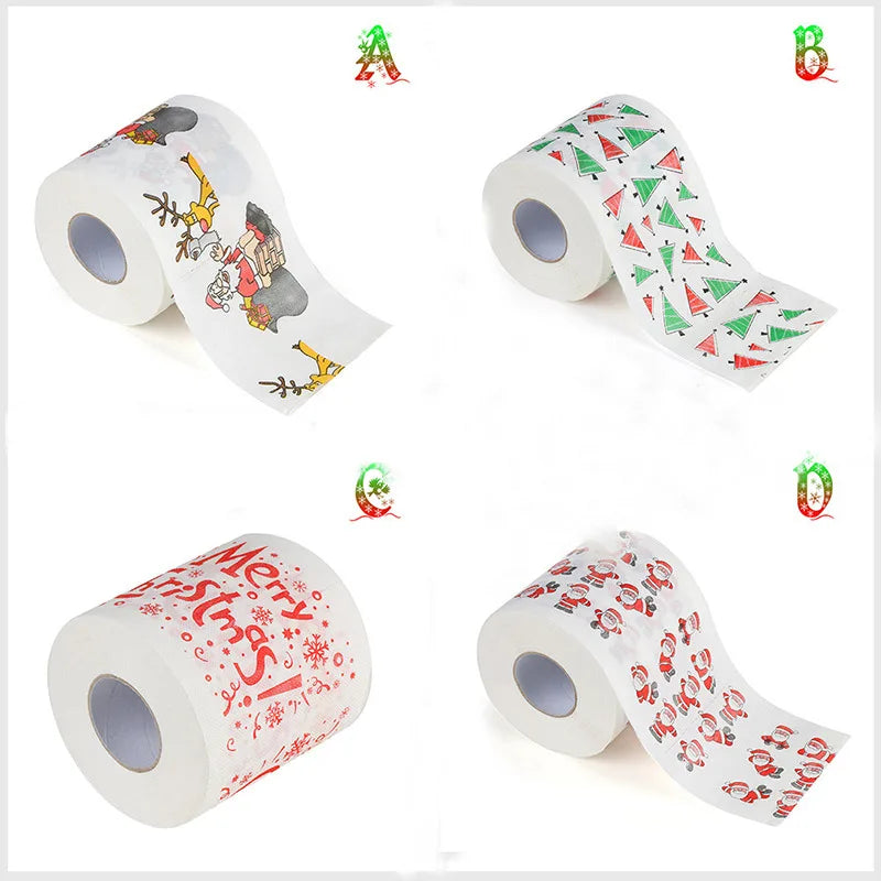 Toilet Paper Christmas Pattern Series Roll Paper Santa Claus Reindeer Hygienic Paper Creative Toilet Papers Rolls Funny Napkins